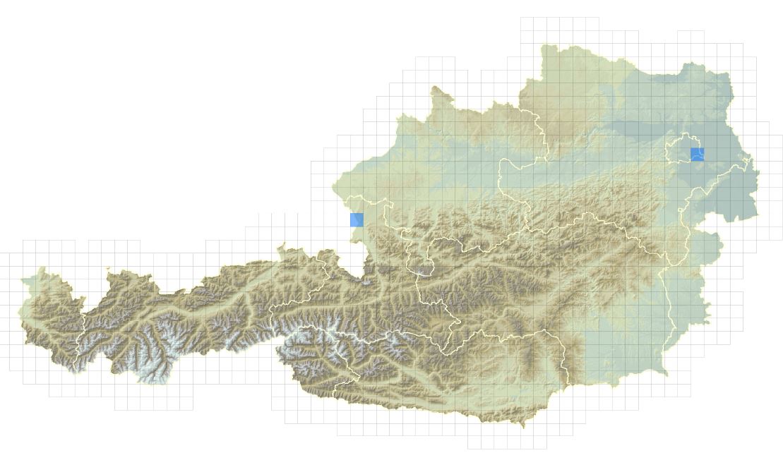 Verbreitungskarte des Marmorkrebses in Österreich