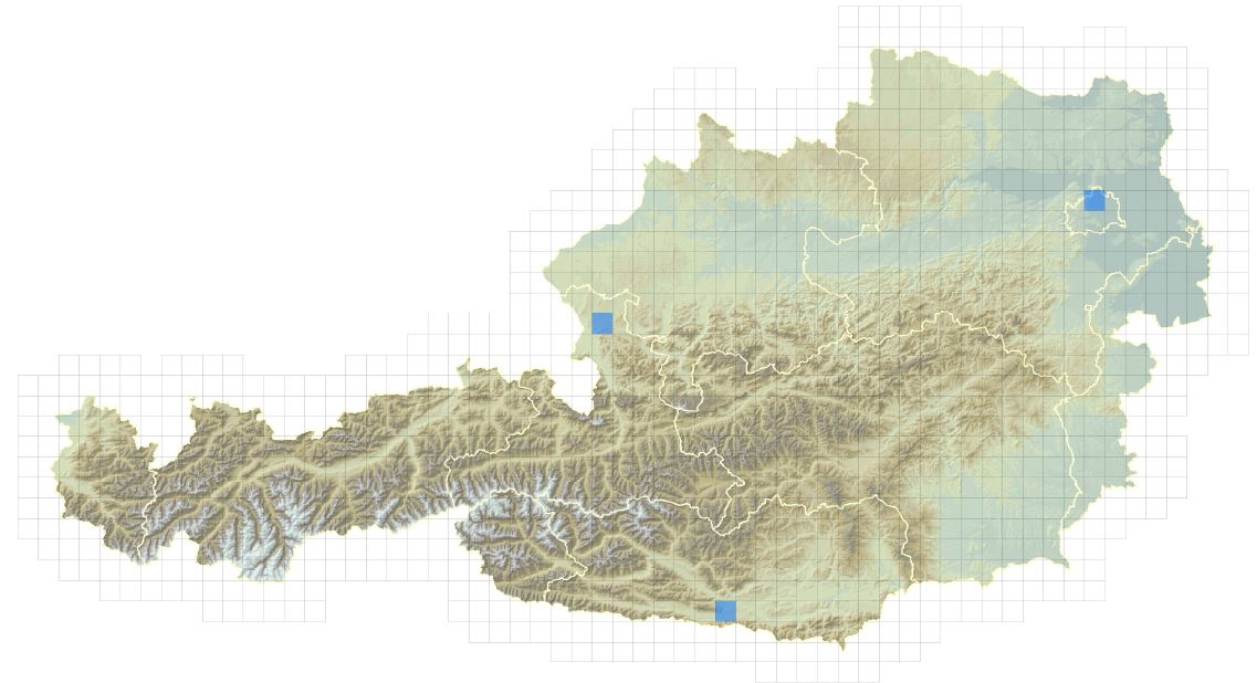 Verbreitungskarte der Wecheselblatt-Wasserpest in Österreich